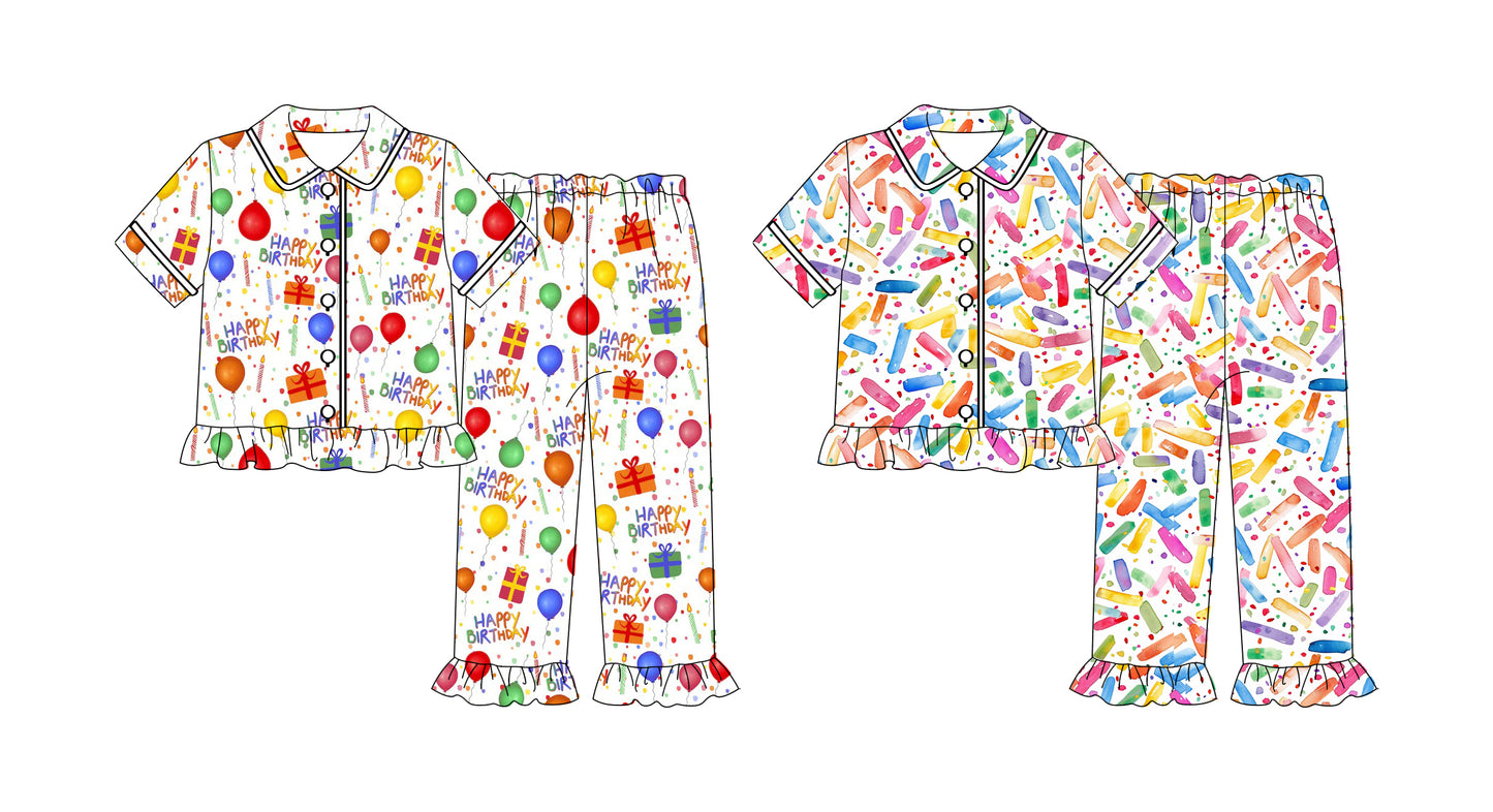 25.11.14 custom each style moq 5 eta 6-8week Sibling Sisters birthday baby girl boy short sleeve pants sets 2 match family design