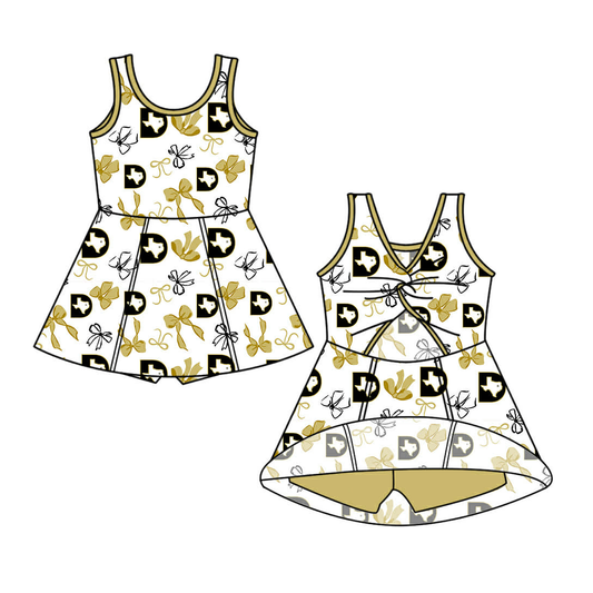 Custom moq 5 mix size milk silk summer teams  Baby Girl's Bow Sleeveless Knee-Length Yoga Dress
