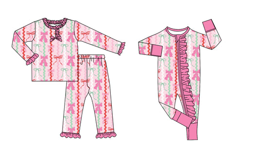 25.9.2 custom each style moq 5eta 4-6week Sibling Sisters bow pink baby girl clothes long sleeve pants sets and romper match family design