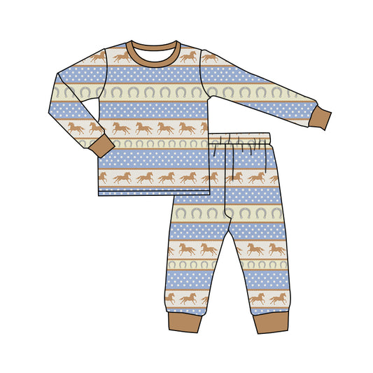 6.28 custom each style moq 5eta 4-6 week Sibling Sister horse baby boys outfits and romper match family design