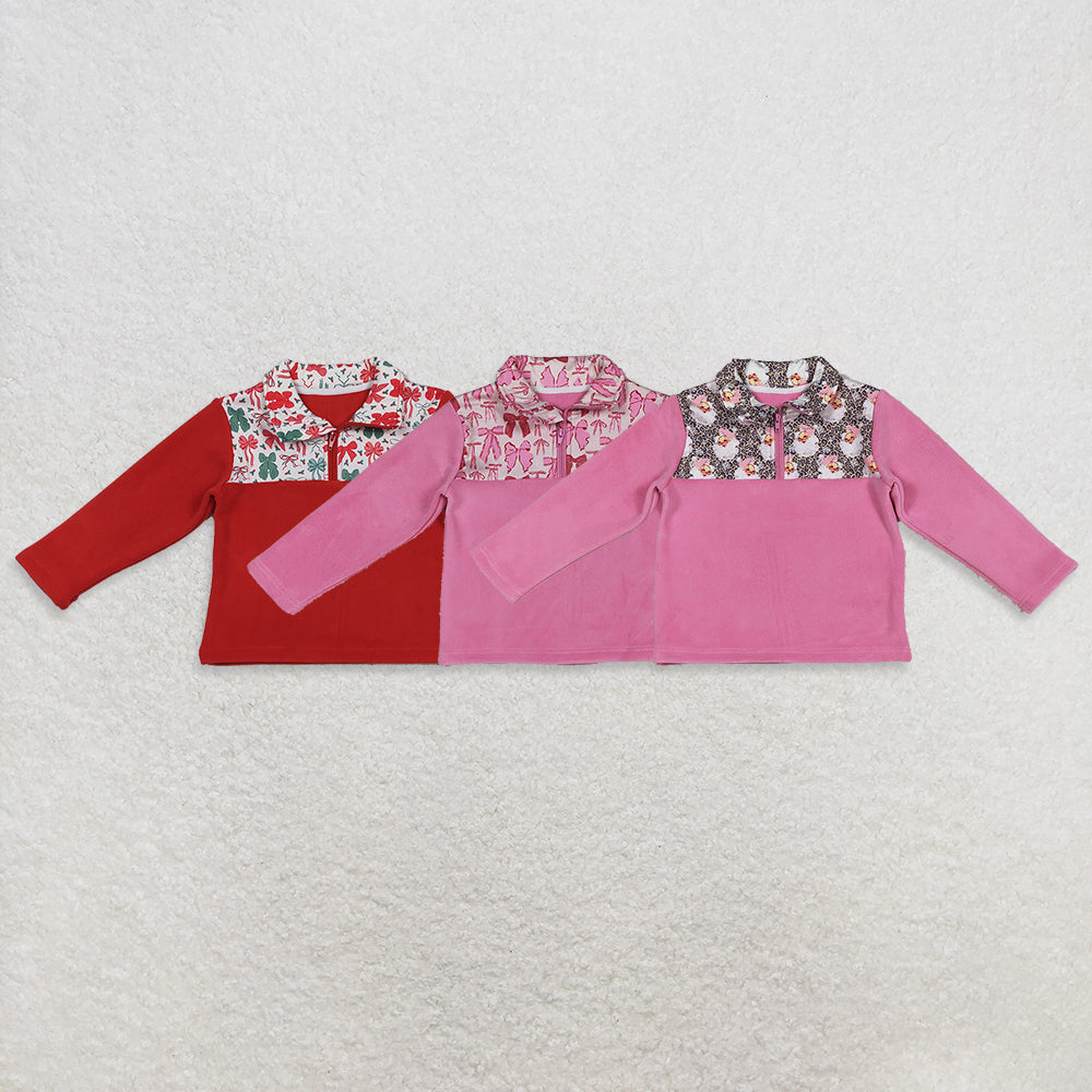 RTS NO MOQ Sibling Baby girl clothes plush zip-up long-sleeved topa fleece