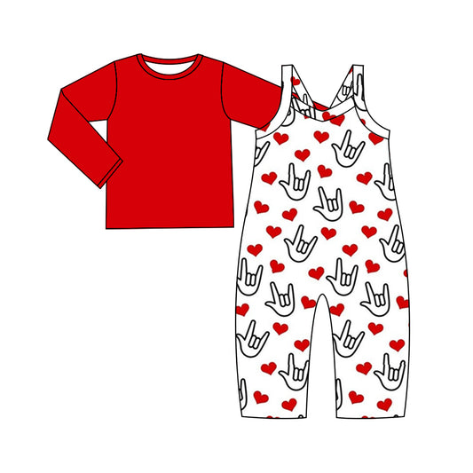 9.19 custom each style moq 5eta 4-6week baby girls clothes red long sleeve love suspender jumpsuits sets