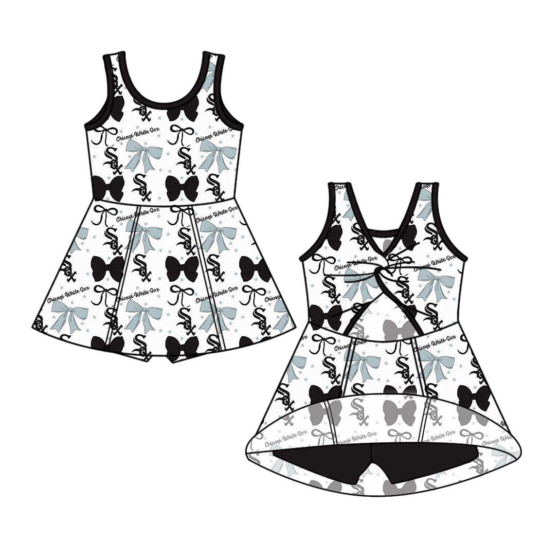 Custom moq 5 mix size milk silk summer teams baby girls clothes team bow sleeveless skirts sets and dress 1 and dress 2 and top-25.6.20