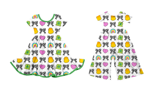 25.9.19 custom each style moq 8 eta 6-8week Sibling Sisters bow baby girl long sleeve dress and jumpsuit match family design