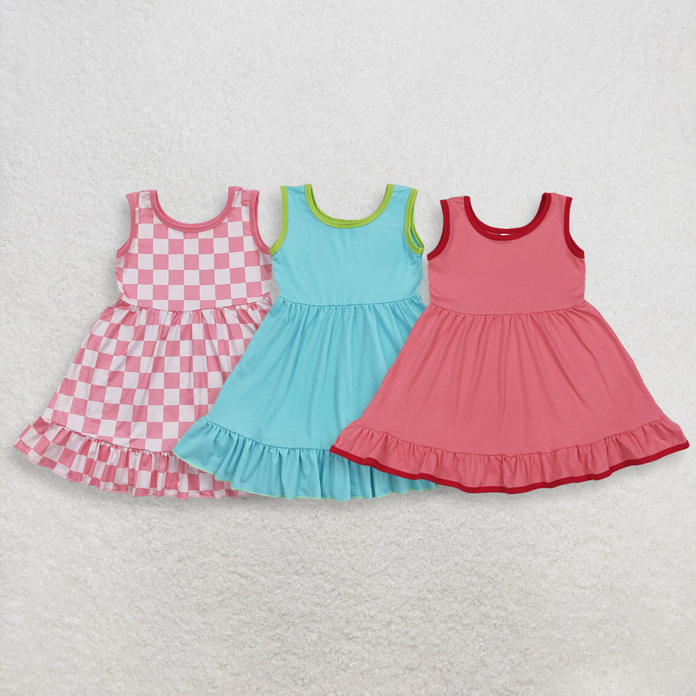 RTS NO MOQ Sibling Baby Girls Sleeveless Ruffle Dress Cute Summer Casual Dress for Infants