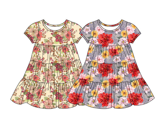 25.11.13 custom each style moq 5 eta 6-8week Sibling Sister floral baby girl short sleeves dress 2 match design