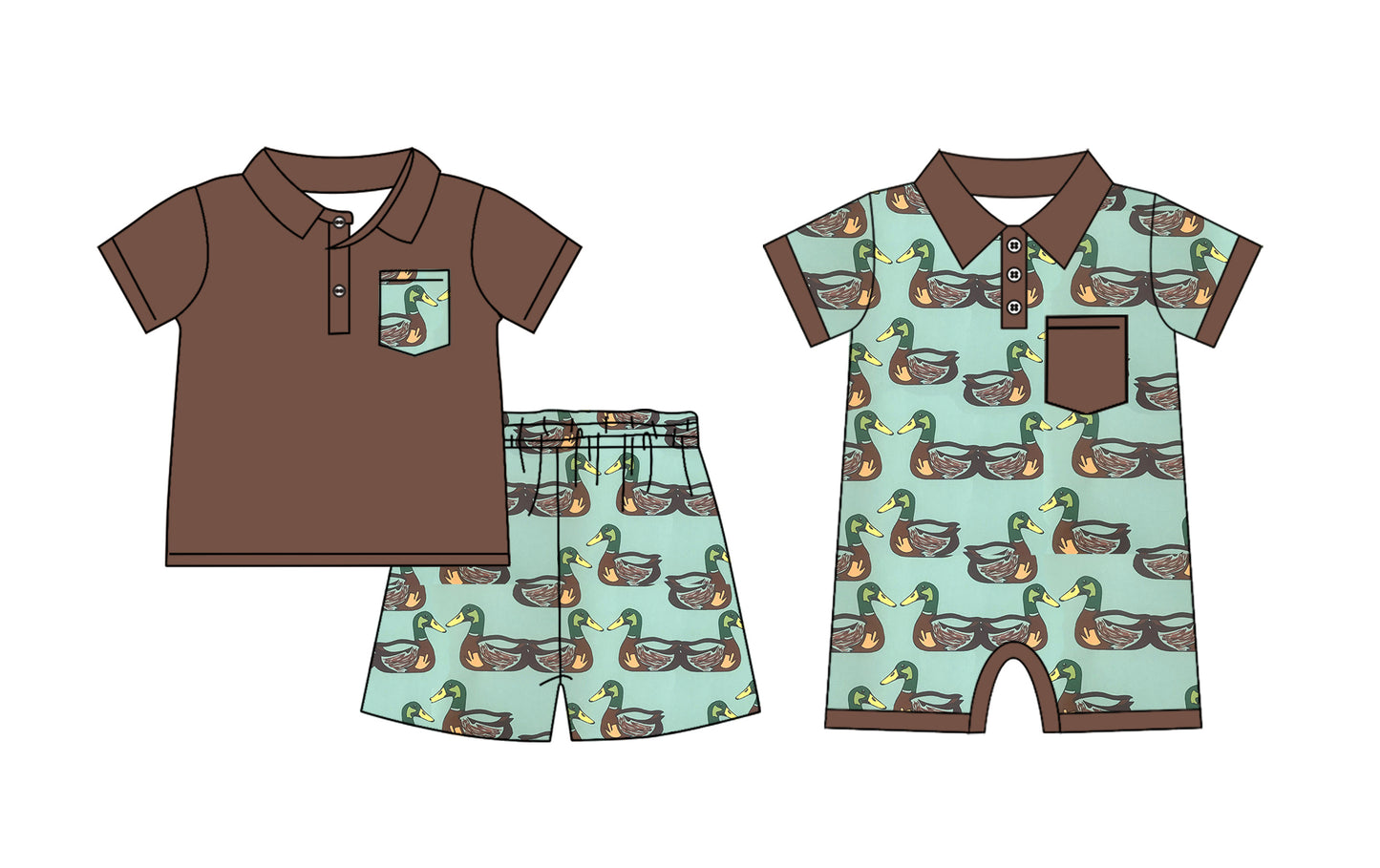 11.15 custom each style moq 5eta 4-6week Sibling Sister duck green baby girl short sleeve shorts sets and rompers match design