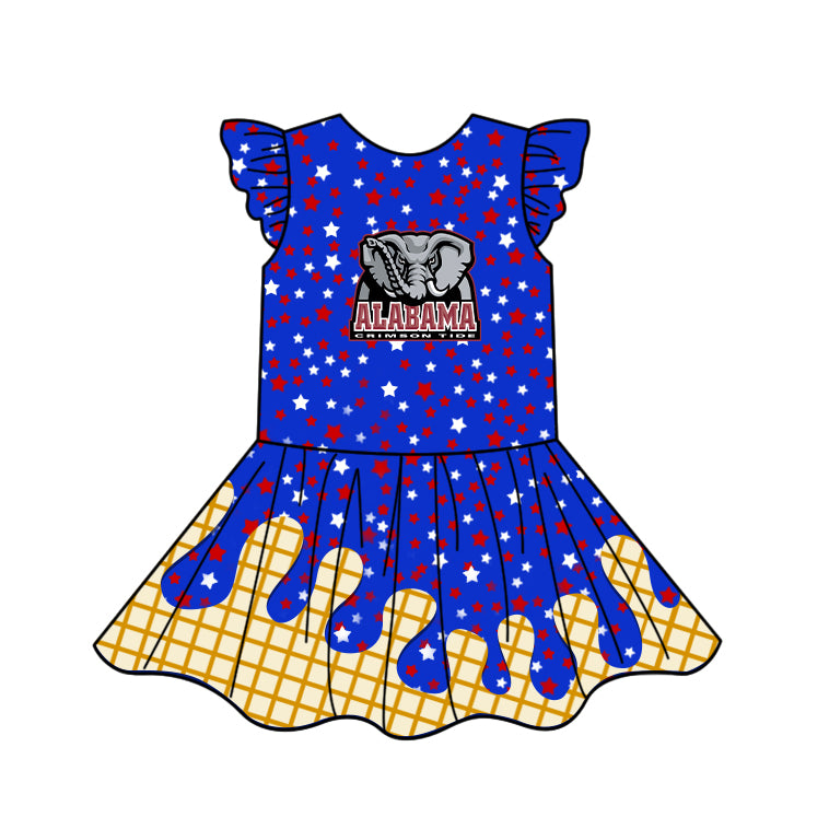 Custom summer teams baby girls clothes team blue hooded long sleeve tops and dress and skirts and shorts 1 and shorts 2-25.5.8