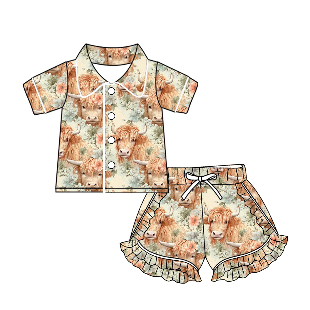 10.22 custom each style moq 5eta 4-6week baby kids clothes alpine floral short sleeve shorts pajamas sets