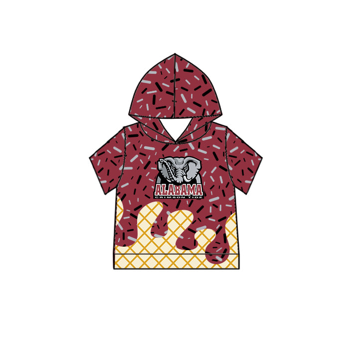 Custom summer teams baby girls clothes team brick red hooded long sleeve tops and short sleeve top and dress and pants and shorts-25.5.27