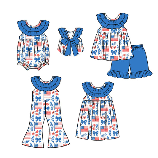 26.1.1 custom each style moq 5 eta 6-8week Sibling Sister baby short sleeve shorts sets and dress and and romper and jumpsuit match design