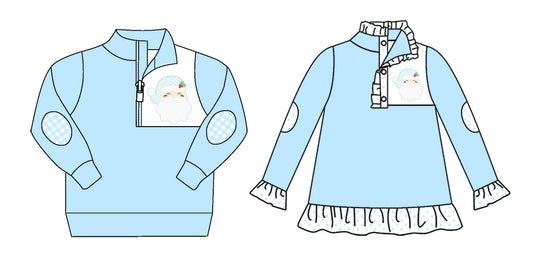 25.7.21 custom each style moq 5eta 4-6week Sibling Sister Christmas blue baby boy long sleeve top 1 and top 2 match family design