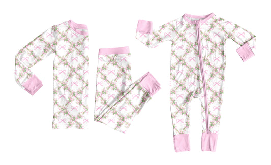 25.7.24 custom each style moq 5eta 4-6week Sibling Sister floral bow baby girl long sleeve pants sets and rompers match family design