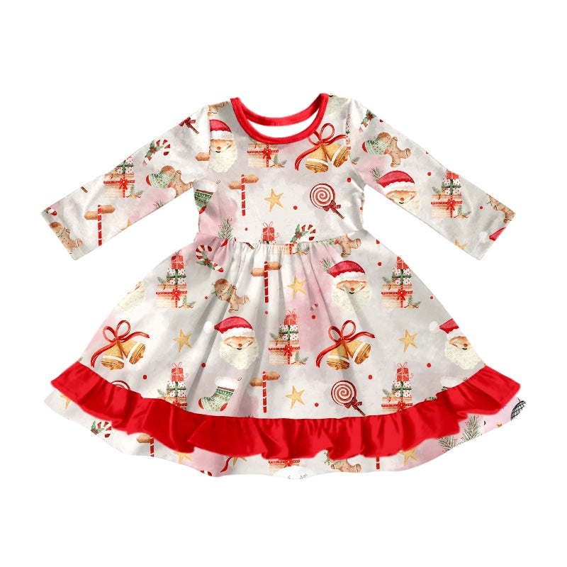 8.3  custom each style moq 5eta 4-6week baby girls clothes Christmas long sleeve dress