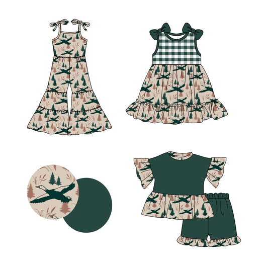 3.6 custom each style moq 5eta 4-6week Sibling Sister duck baby girl sets and dress and jumpsuit match family design