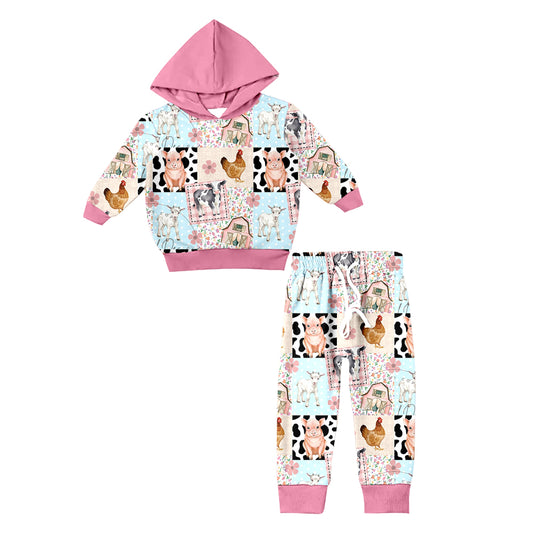 8.26 custom each style moq 5eta 4-6week Sibling Sister horse farm baby girl sets and dress match family design