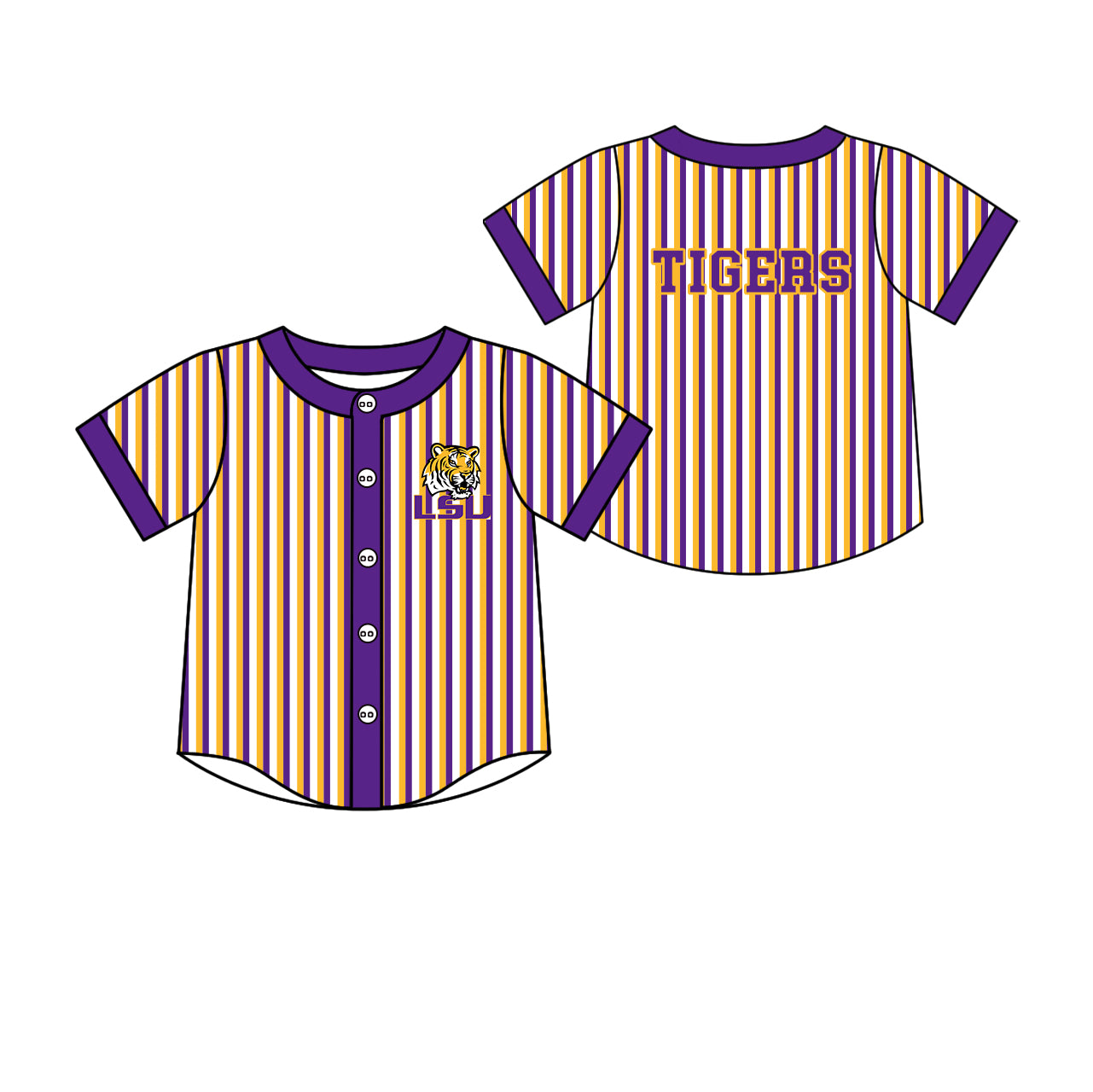 Custom moq 5 mix size milk silk summer teams Baby Boys Casual Team Purple Button Stripe Short Sleeve Shirt
