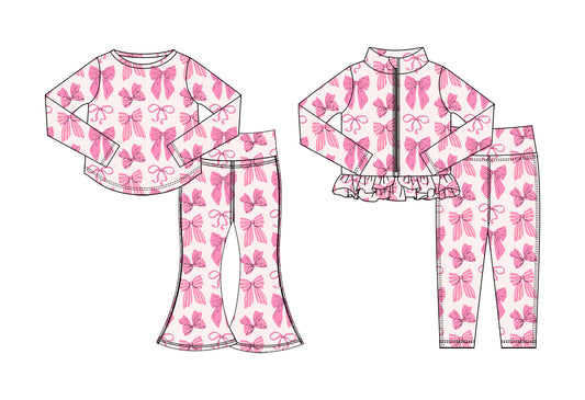 25.10.20 custom each style moq 5 eta 6-8week Sibling Sisters bow baby girl long sleeve pants sets 2 match family design