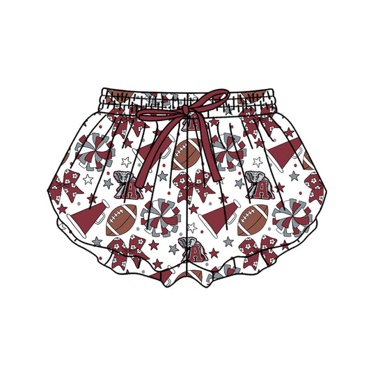 Custom moq 5 mix size milk silk summer teams Baby Girls Red Bows Yoga Active Ruffle Shorts Bottom for Kids