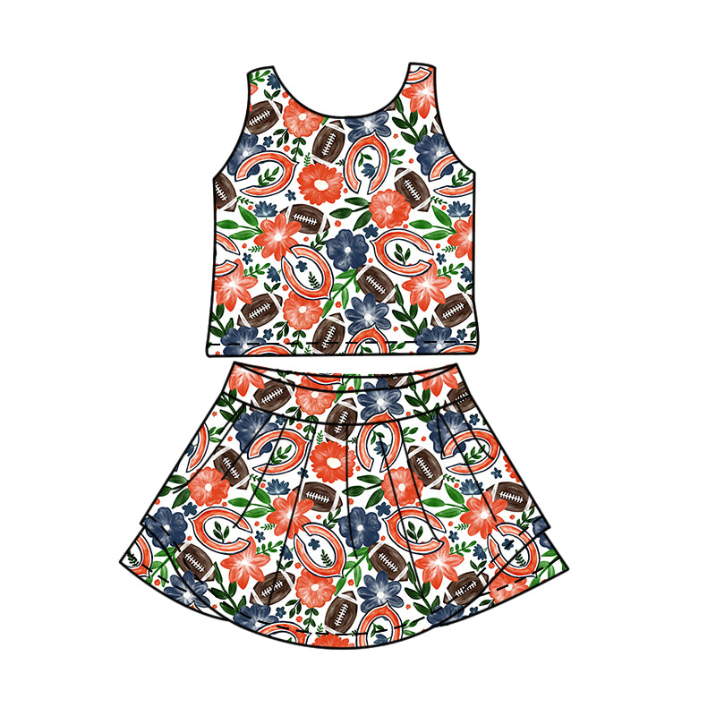 Custom moq 5 mix size milk silk summer teams Baby Girl Sleeveless Top And Orange Shorts Set Sleeveless Skirt Set Yoga Dress Romper