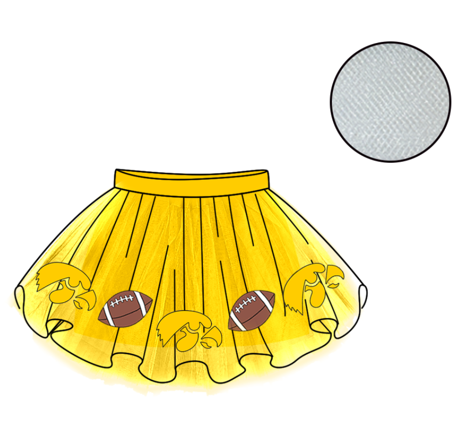 Custom moq 5 mix size milk silk summer teams Baby Girl's Yellow Mesh Skirt Summer Team Outfit