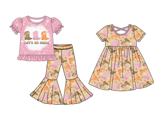 25.10.13 custom each style moq 5 eta 6-8week Sibling Sisters boot floral baby girl short sleeve pants sets and dress match family design