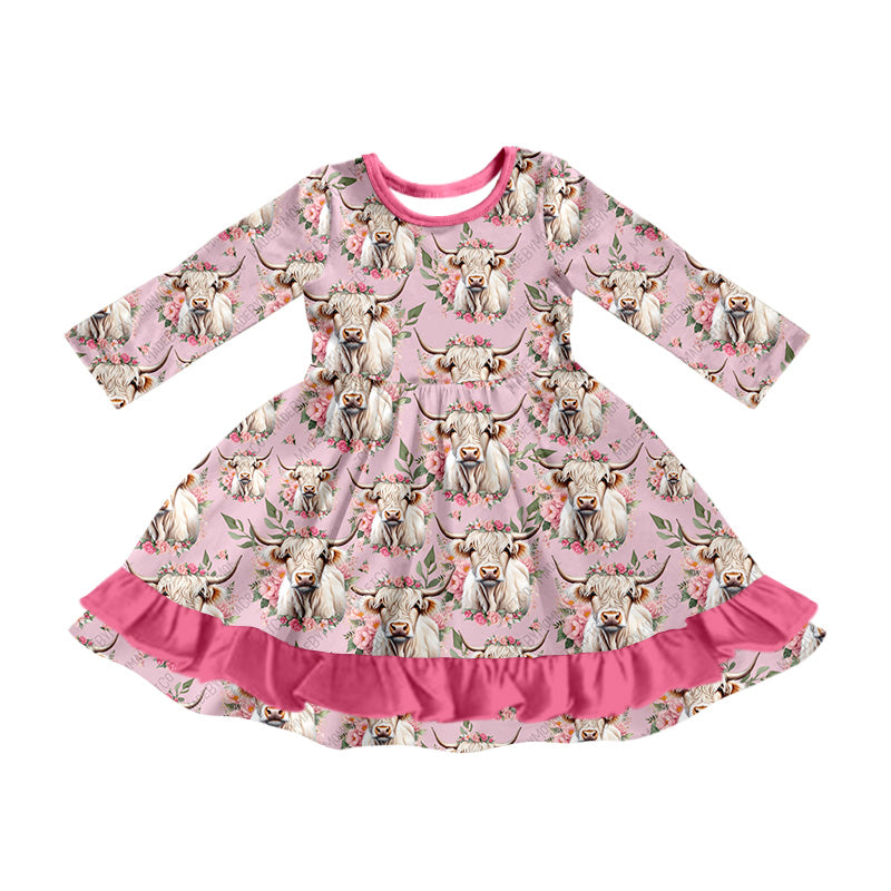 8.13 custom each style moq 5eta 4-6week baby girls clothes alpine floral pink long sleeve purple dress