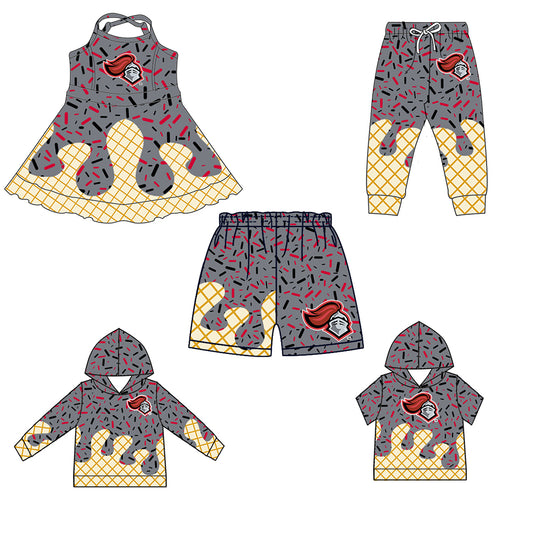 Custom summer teams baby girls clothes team hooded long sleeve tops and short sleeve top and dress and pants and shorts-25.6.2