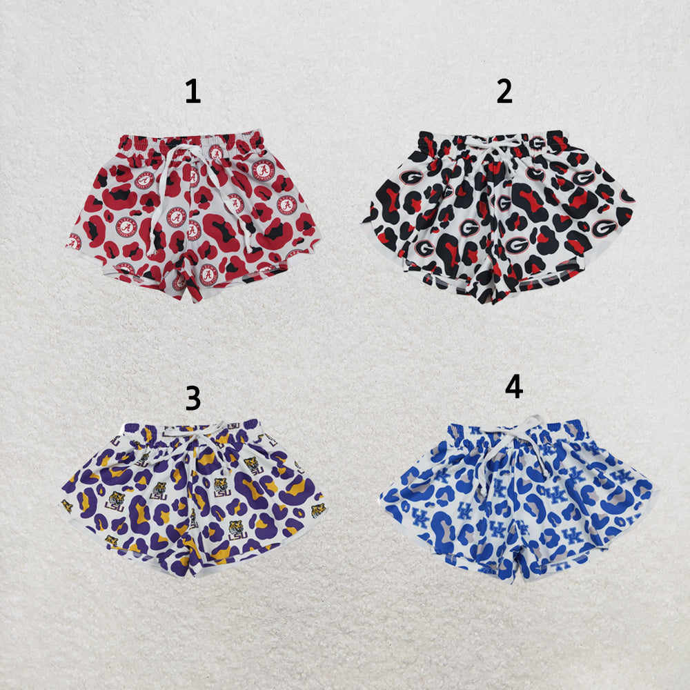 RTS NO MOQ Sibling yoga fabric Baby Girls Leopard Butterfly Print Sports Yoga Shorts