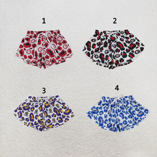 RTS NO MOQ Sibling yoga fabric Baby Girls Leopard Butterfly Print Sports Yoga Shorts