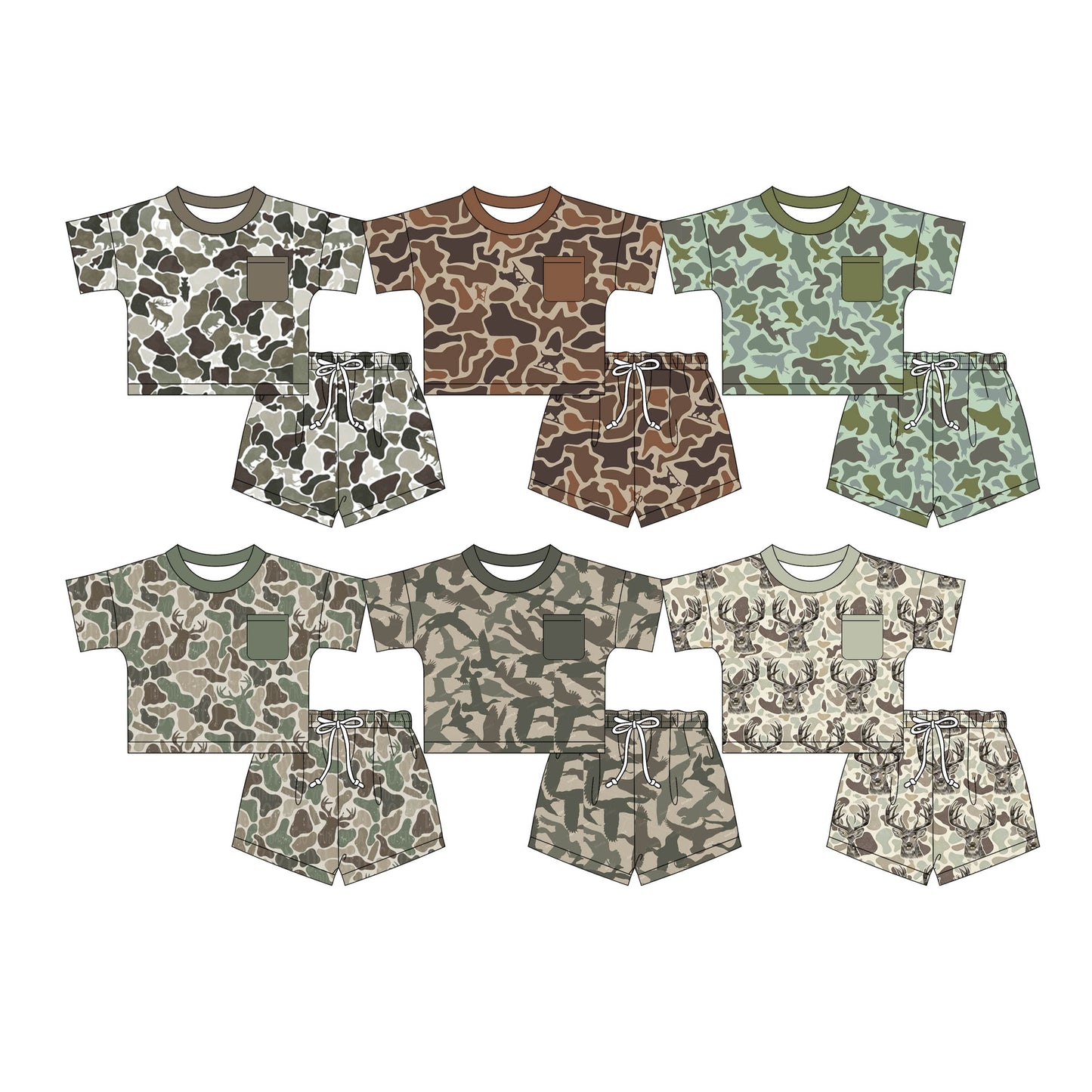 25.12.19 custom each style moq 5 eta 6-8week Sibling Sisters camouflage baby boy clothes short sleeve shorts sets 6 match family design