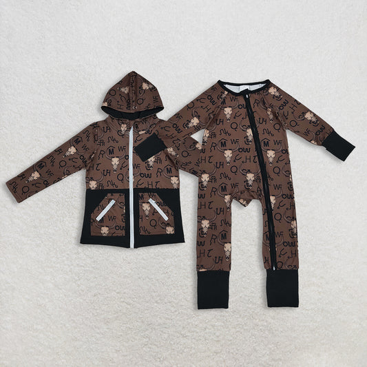 RTS NO MOQ Sibling Baby boy clothes western long-sleeved top and rompers