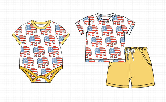 2.22 custom each style moq 5eta 4-6week Sibling Sister baby boy short sleeve shorts sets and romper match design