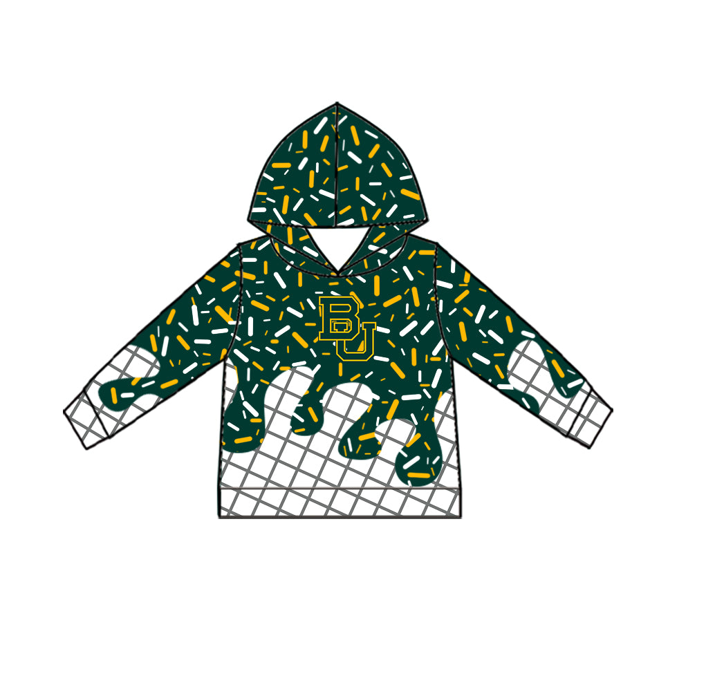 Custom moq 5 mix size milk silk summer teams Baby Camo Hooded Short Sleeve Top and Shorts Set Green Ice Cream Drips Hooded Top with Matching Shorts