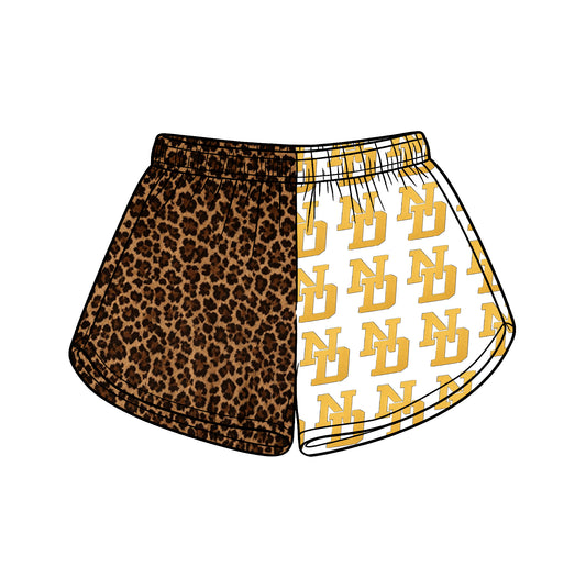 Custom moq 5 mix size milk silk summer teams Adult And Kids Leopard Patchwork Summer Casual Shorts