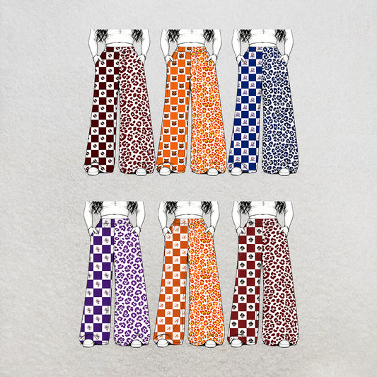 custom moq 5 mix size MSD072103 Baby Kids Leopard Checked Patchwork Long Pants Casual Bottom