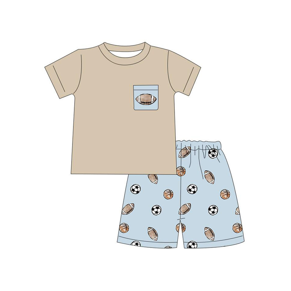 5.11custom each style moq 5eta 4-5week Sibling Sister rugby football basketball prints blue-gray boys outfits and baby romper match family design