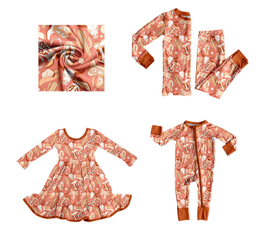 25.8.8 custom each style moq 5eta 4-6week Sibling Sisters boot catcus baby girl long sleeve pants sets and dress and rompers match family design