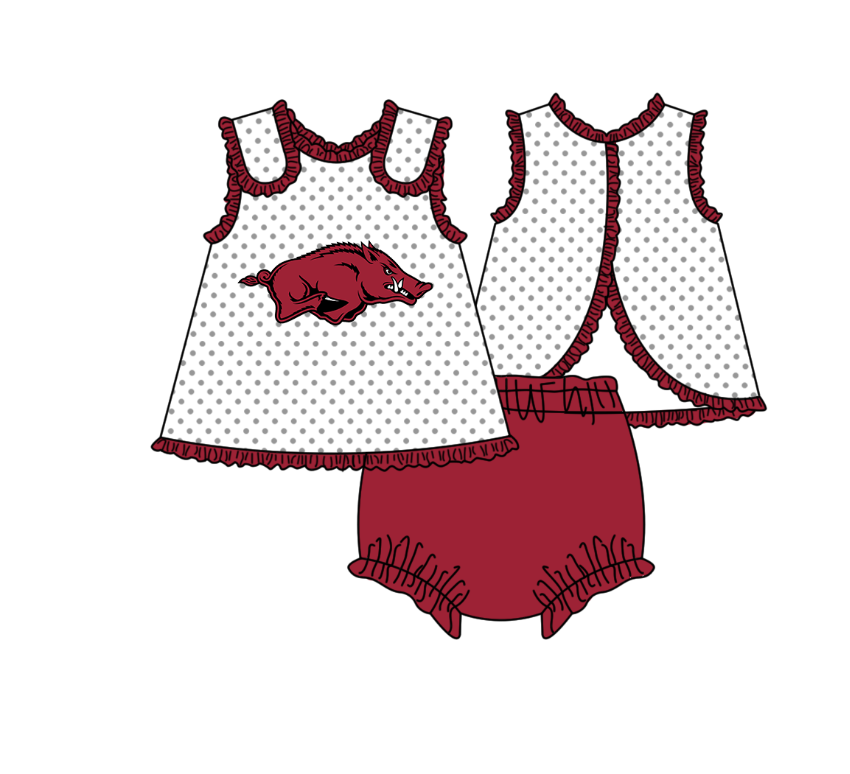 Custom moq 5 mix size milk silk summer teams Red Polka Dot Baby Romper Set Short-Sleeved Thong Dress for Girls And Short-Sleeved Shorts for Boys Cute Baby Outfit Combination