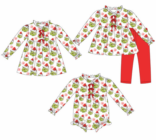 25.8.2 custom each style moq 5eta 4-6week Sibling Sisters Christmas baby girl long sleeve pants sets and dress and rompers match family design