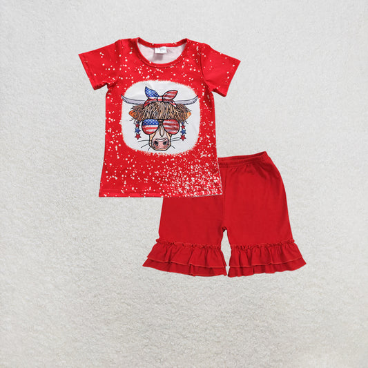 RTS NO MOQ GT0114+SS0184 Baby Boys Short Sleeve Flags Stars 4th of July T-shirts Tops Set
