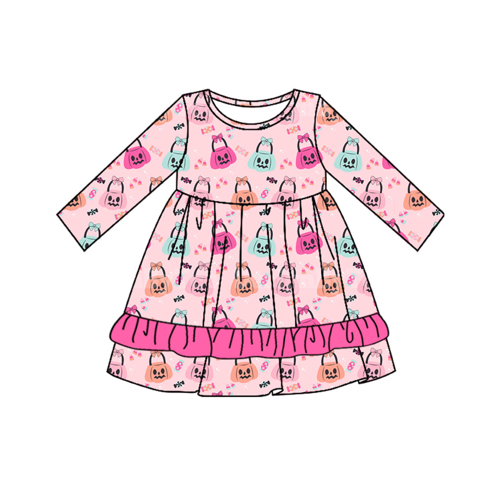 7.22 custom each style moq 5eta 4-6week Sibling Sister pumpkin pink baby girls sets and dress and rompers match family design