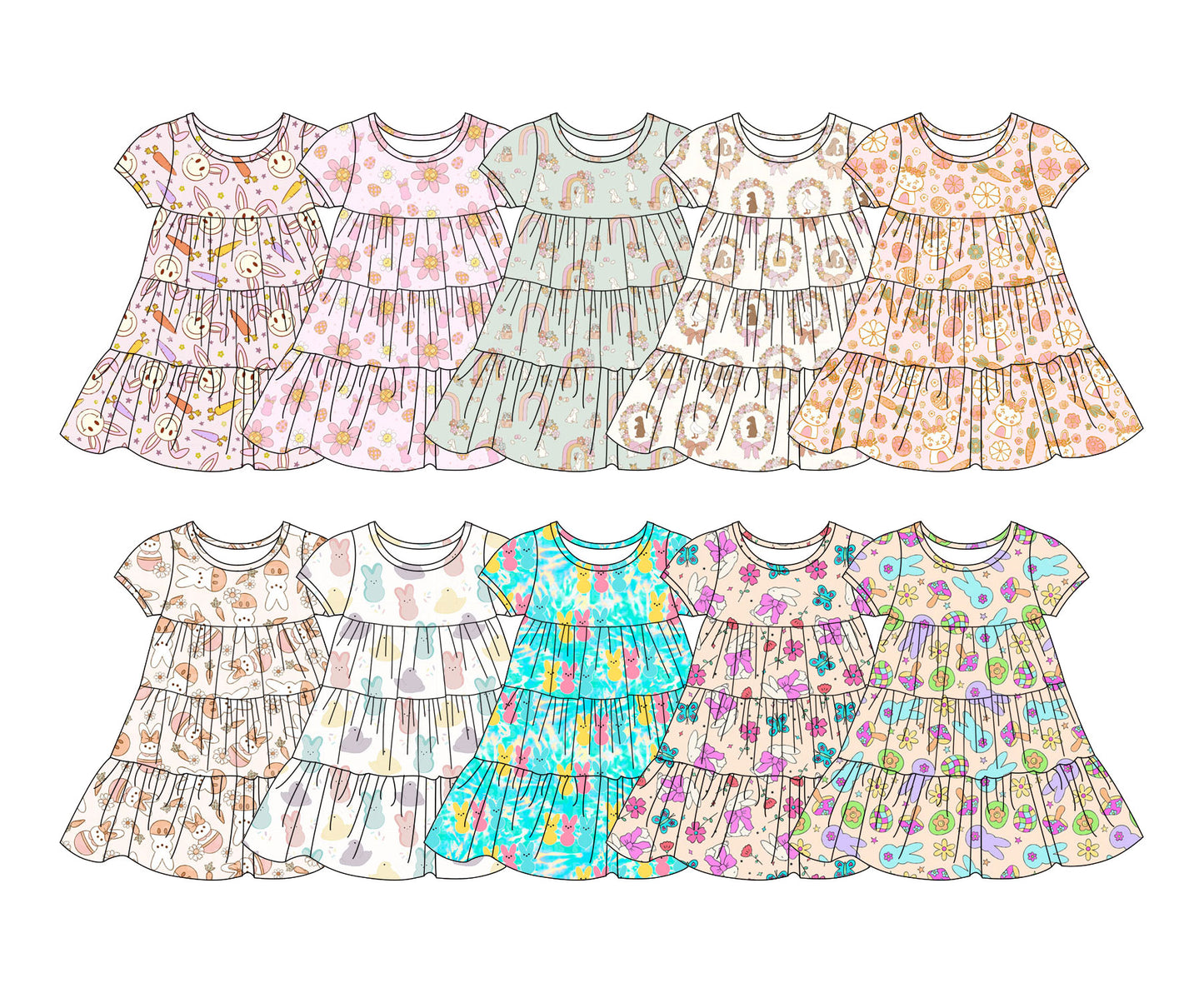25.11.12 custom each style moq 5 eta 6-8week Sibling Sister bunny baby girl short sleeves dress 10 match design