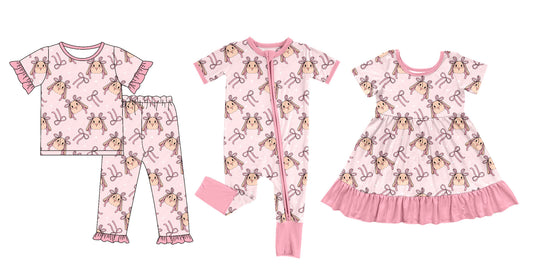 25.9.13 custom each style moq 5eta 6-8week Sibling Sisters bow baby girl short sleeve pants sets and dress and rompers match family design