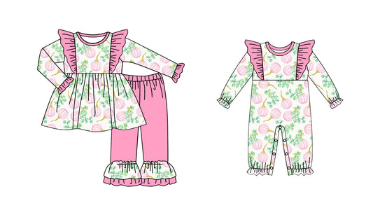 25.6.3 custom each style moq 5eta 4-6week Sibling Sisters pumpkin pink baby girl long sleeve pants sets and rompers match family design