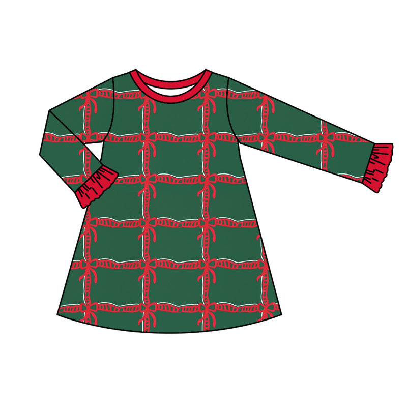 6.6 custom each style moq 5eta 4-6week Sibling Sister Christmas bow red baby girls sets and dress and baby romper match family design