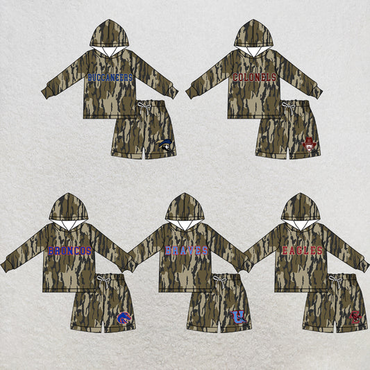 custom moq 5 mix size  XY072503 Baby Kids Camo Long Sleeve Hooded Top Camo Shorts Daily Outfit