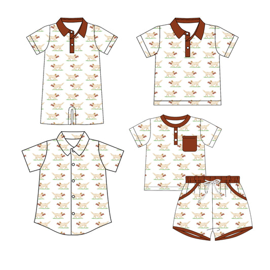 25.10.16 custom each style moq 5 eta 6-8 week Sibling Sister puppy baby boy short sleeve shorts sets and boy rompers and top 2 match family design