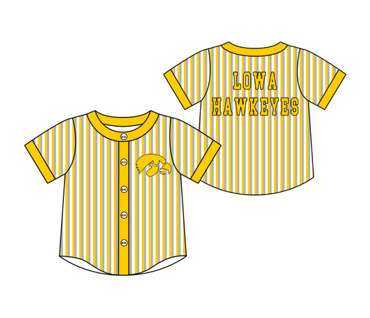Custom moq 5 mix size milk silk summer teams Yellow Striped Short-Sleeved Button-Down Shirt for Baby Boy Summer Outfit