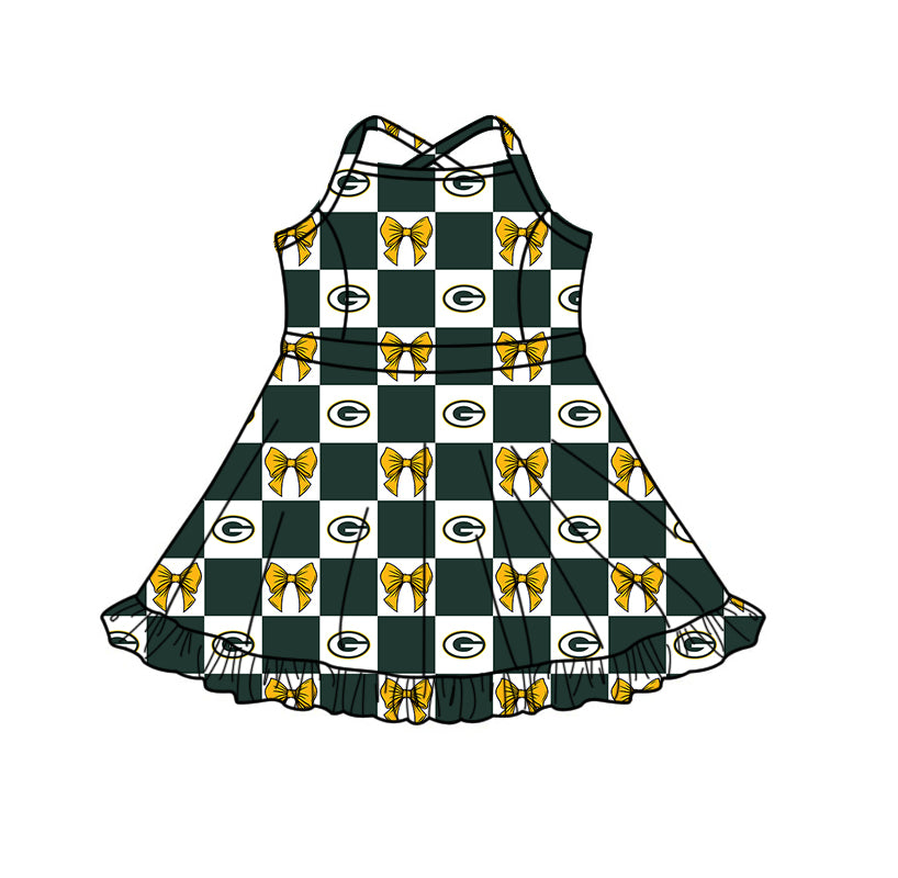 Custom moq 5 mix size milk silk summer teams Baby Girl Sleeveless Top Skirts Set Dress And Shorts Yoga Green Checked Outfit Boy's Checked Short-Sleeved Polo Shirt And Romper